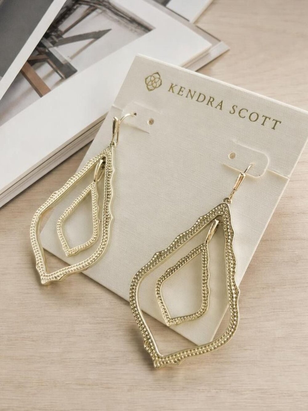 Kendra Scott Simon Gold Drop Earrings - Picture 2 of 2